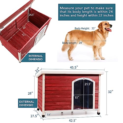 Petsfit Weatherproof Wooden Outdoor Dog House, Large, 1-Year Warranty - Thumbnail 5