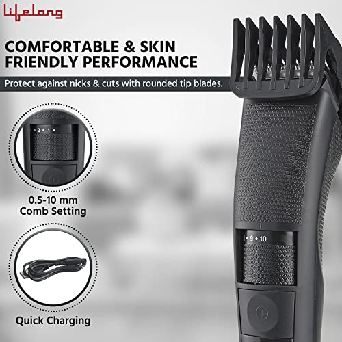 Image of Lifelong Trimmer For Man | 1 Year Warranty | 50 Minutes Runtime, 20 Length Settings, Trimmer for Man, Hair Trimmer for Man, Beard Trimmer for Man, Stainless Steel Blades (LLPCM05, Black)