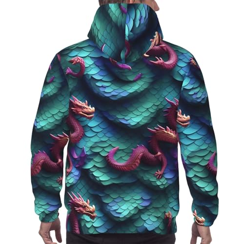 Sweat à capuche polyester homme EdWal décontracté motif dragon 3D