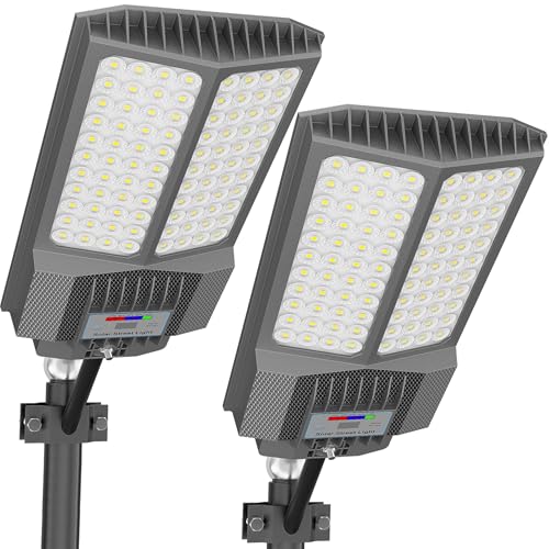 Solar Street Lights Outdoor,750000Lm Solar Parking Lot Lights Commercial Street Light Dusk to...