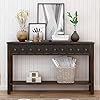 RITSU Farmhouse 60" Long Console Antique Different Size Drawers and Bottom Shelf, Narrow Storage Solid Wood Sofa Table for Entryway Hallway Living Room,Black