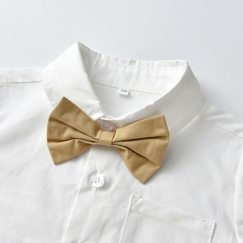 IDOPIP Tuta formale da uomo, con papillon e bretelle, pantaloncini e pantaloni, 6M-5T