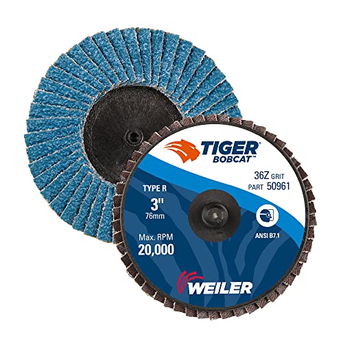 Image of Weiler 50961 3 inch Bobcat Mini Abrasive Flap Disc, Flat (TY27), Type R Mount, 36Z (Pack of 10)