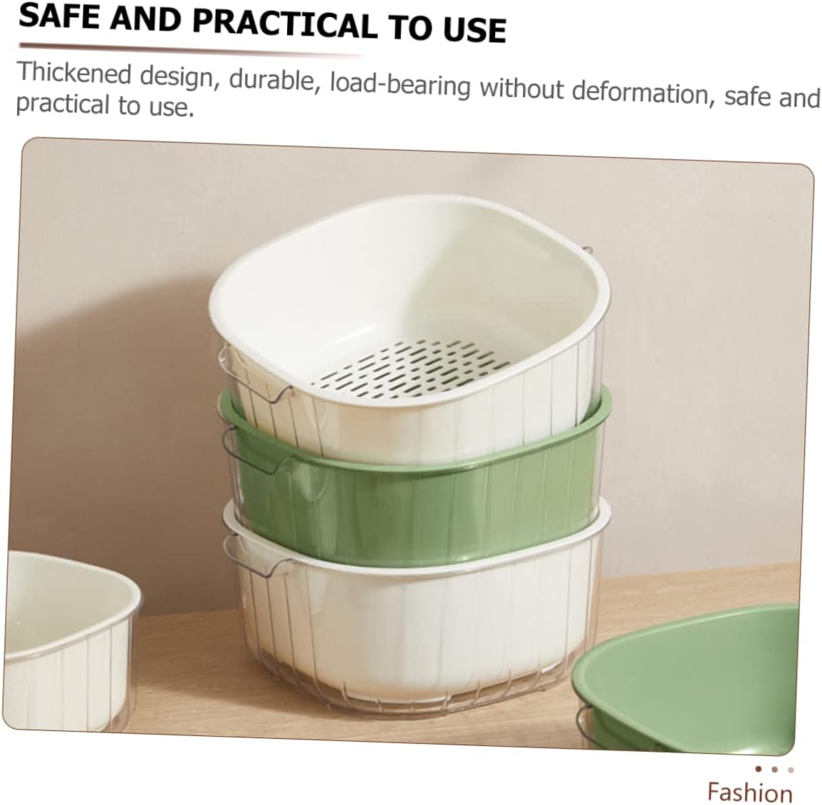 STOBAZA 3pcs Double Layer Drainer Basket Kitchen Fruit Basket Washing and Vegetable Wash Dish Rack with Draining Tray Bin Removable Laundry Serving Woven White Pp