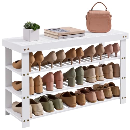 Image of SONGMICS Bamboo Shoe Bench with Seat, 11.3 x 35.2 x 20.5 Inches
