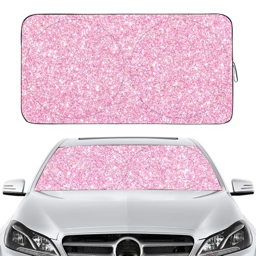 Gven Windshield Sun Shade for Car Front Window Cover Sunshades Visor Automotive Sun Shield for Compact Sedan SUV Midsize Sedan Small Pickup Blocks UV Rays Keep Your Vehicle Cool (Pink S)
