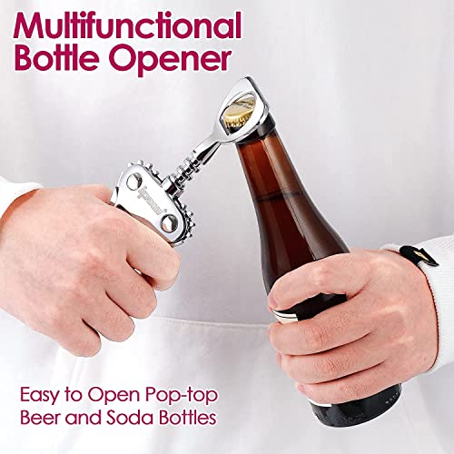 ipow Corkscrew Wine Opener, Zinc Alloy Wine Bottle Opener, Wing Corkscrew Heavy Duty, Manual Multifunctional Cork Screw for Waiter, Silver - Image 4