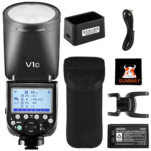 Amazon | GODOX V1Cラウンドヘッドカメラフラッシュスピードライト10