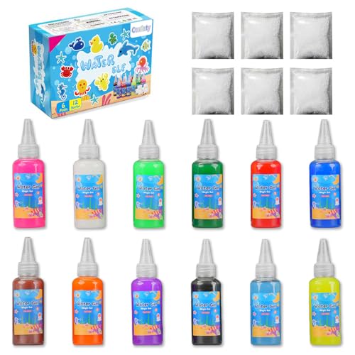 Coniuty Magic Water Elf Toy Powder Refill 6 Packs + 12 Bottles Aqua Fairy Water Color Gel Kit
