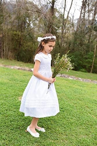 White First Communion Dress Hand Embroidery Smocked Dress Cotton Fabric4