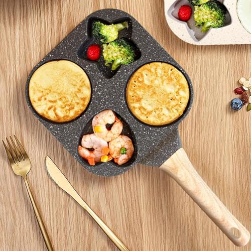Image of Niyam 4 Cavity Egg Pan Non Stick, Pancake Maker, 4-Cup Nonstick Egg Frying Pan Granite Mini Egg Cooker Pannfor Breakfast, Small Egg Skillet Suitable for Gas Stove & Induction Top (Black 1, 19cm)