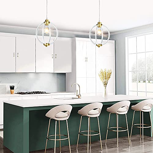 1-Light Gold Pendant Light, Modern Chandelier With Brushed Brass Finish, Rustic Pendant Lighting For Kitchen Island, Dining Room, Bathroom #TOP1