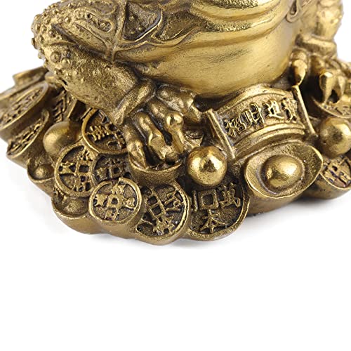 Chinese Feng Shui Frogs Brass Golden Toads Threelegged Statue Money Frogs Wealth Lucky Home Office Decoration Toads Lucky Pray Decoration(M) - Image 2