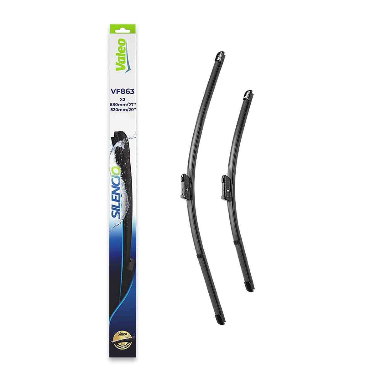 VALEO Silencio Essuie-glace - VF863 - Kit de Balais d'Essuie-glace 680 mm / 520 mm Plats d'Origine de Haute performance, Visibil
