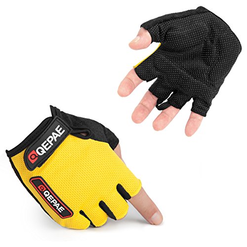 YYGIFT Anti-Rutsch Handschuhe Fahrrad Handschuhe kurz Half Finger Atmungsaktiv Full Finger Winter Reithandschuhe mit Gel Pad für Männer und Frauen, gelb