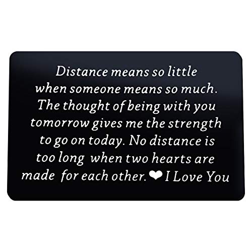Engraved Wallet Inserts Card,Long Distance Couples Gift for Boyfriend,Long Distance Gift,Metal Wallet Love Note Card for Him Her,Military Deployment Gift for Husband Christmas Birthday Gift for Men