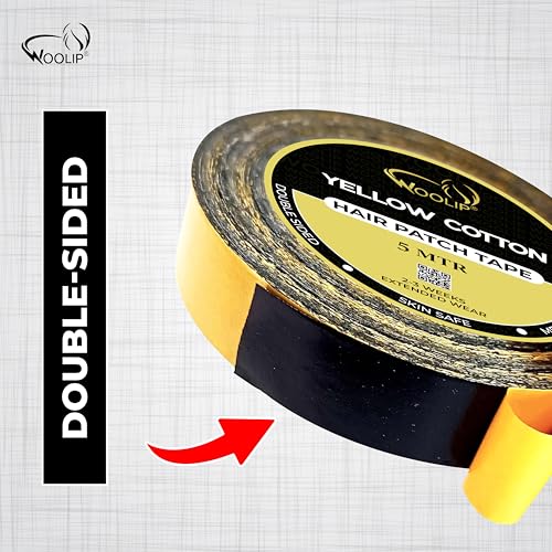 Image of Yellow Black Tape 5m Hair Patch Tape | Super Ultra Hold Up To 2-3 Weeks | Specially for Men & women | Waterproof Wig Tape 1 Inch Cotton Material Double Sided Hair Patch Tape.