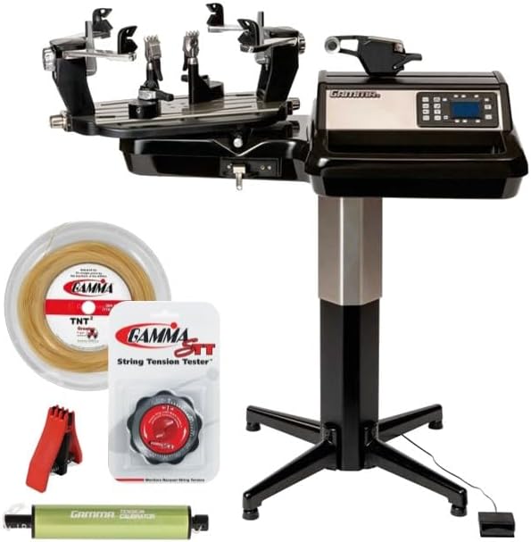 Gamma 9900 ELS Universal Tennis Stringing Machine – Stand-Up, Electric, 6-pt + Auto Release – Optional Tension Calibrator