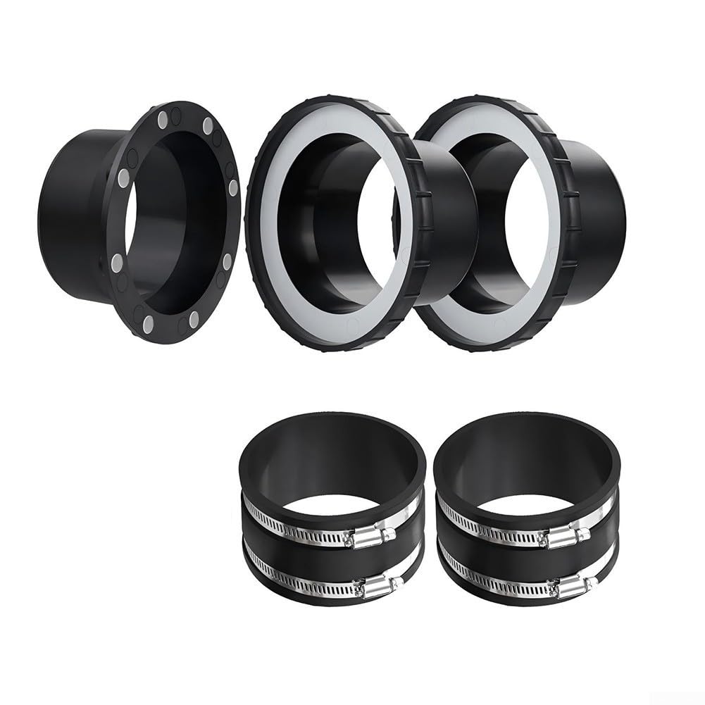 Magnetisches 10,2 cm Staubsammelschlauch-Anschluss-Set mit EPDM-Gummi-Stoßdämpfung, leise, flexible Kupplung für Holzbearbeitung, Vakuumsysteme, 5-teiliges Set (5 Stück)