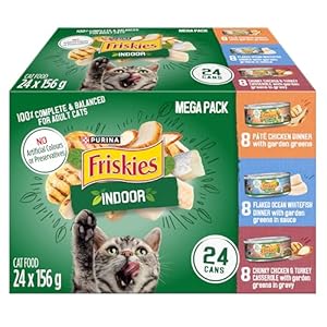 Friskies Indoor Wet Cat Food, Variety Pack 3 Flavours – 156 g Can (24 Pack)