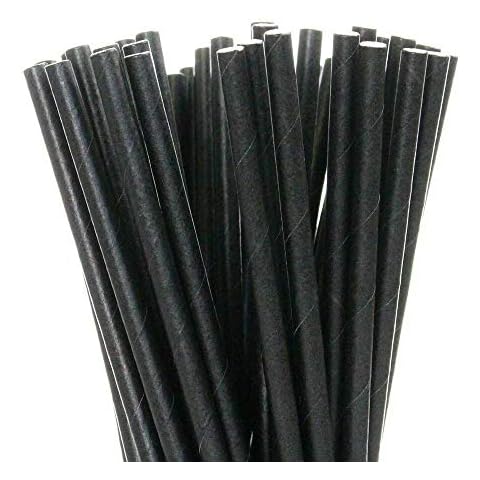 250 x Black Paper Drinking Straws Biodegradable Eco 8" Approx Cover