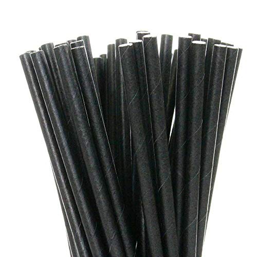250 x Black Paper Drinking Straws Biodegradable Eco 8 (20cm) Approx