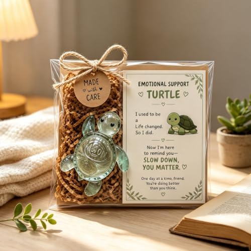 Original Recycled Glass Support Turtle, Emotional Support Gift, Handmade Sea Turtle Resin Decor,Mindfulness Gift for Friends, Coworkers, Women (1pcs) - 5