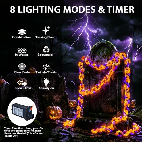 amadecohome 10 ft Halloween Chain Lights, Outdoor Halloween Lights — view 3
