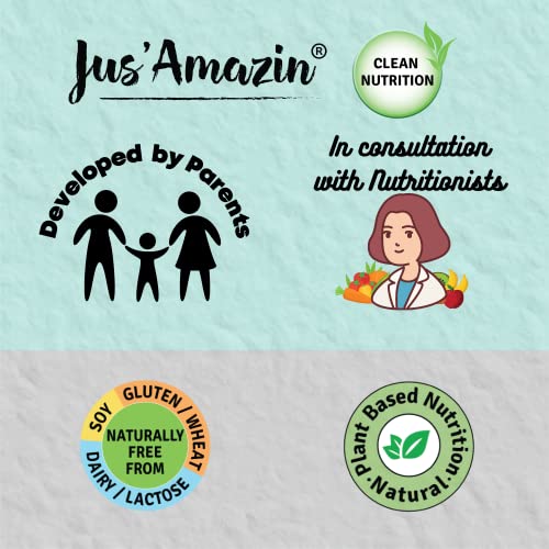 Image of Jus' Amazin Creamy Almond Butter - Unsweetened (125 g) Pack of 2 | 25% Protein | Only Whole Almonds (100% Pure) | Zero Additives | 100% Natural | Vegan | Dairy Free | Keto | Plant Based Nutrition | Clean Nutrition