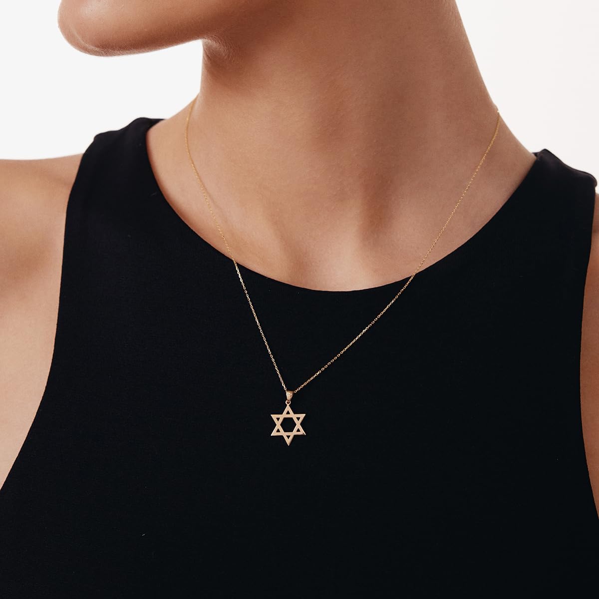 Gelin Star of David Necklace in 14K or 10K Solid Gold | 14 or 10k Yellow Gold Star of David Pendant for Women | Jewish Star Necklace | Star Jewelry with Solid Gold Chain 18 inch - Image 4