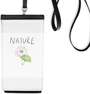 Lotus Island Painting Phone Wallet Purse Smartphone Hanging Faux Leather Black