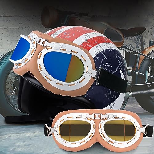 Image of Peicees Vintage Helmet Goggles Motorcycle Goggles Bike Motorcross Pilot Goggle