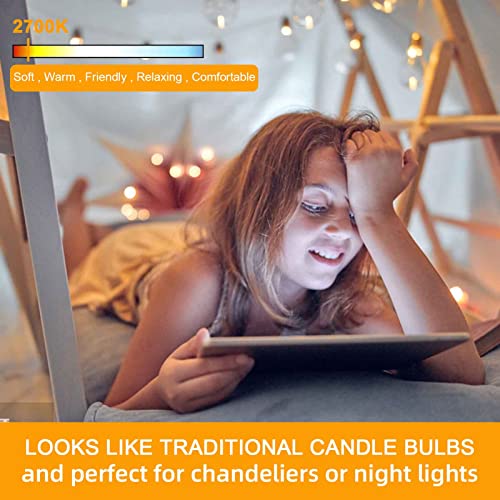 Trijzhou Pack Of 6 E12 Night Light Led Bulb 0.6W Equivalent To 6W 7W Soft White 2700K 70Lm Ac 110V 120V Christmas S6 C7 Edison Base Clear Glass Compact Small Bedroom Salt Lighthouse Lamp #TOP2