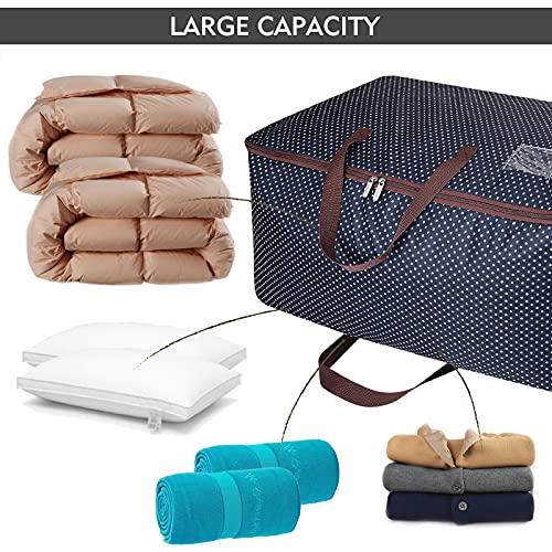DOKEHOM 105L Large Underbed Clothes Storage Bag with Zip, Moisture Proof (Blue)