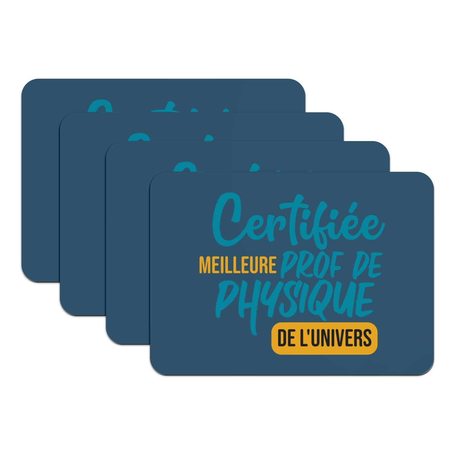 Cadeau prof de physique : lot de 4 grands sets de table bleus