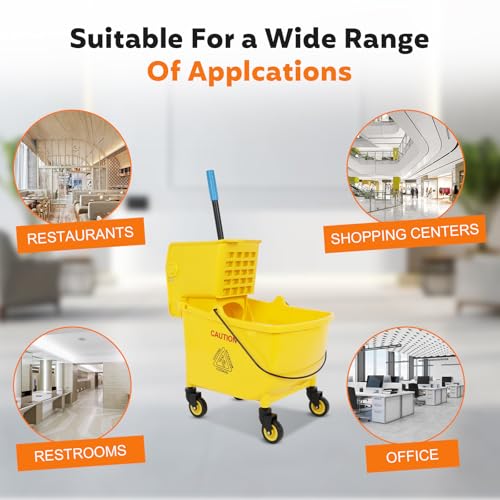 Image of FAHKNS Commercial Mop Bucket with Wringer, 35 Quart Industrial Mop Bucket with Commercial Mop, [No Need to Change Water Frequently], Mop and Bucket Set