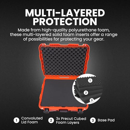 Image of NANUK 950 Hard Case with Cubed Foam - Waterproof Travel Camera Hard Case with Wheels, 22.8 inch x 18.3 inch x 11.7 inch, Dustproof and Impact-Resistant, Ideal for Heavy Loads - Orange