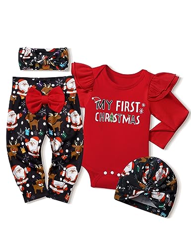Image of TyeSmo Infant Newborn Baby Girl Clothes Baby Girl Outfits For All Seasons Long Sleeve Snap Romper Pant Sets With Headband