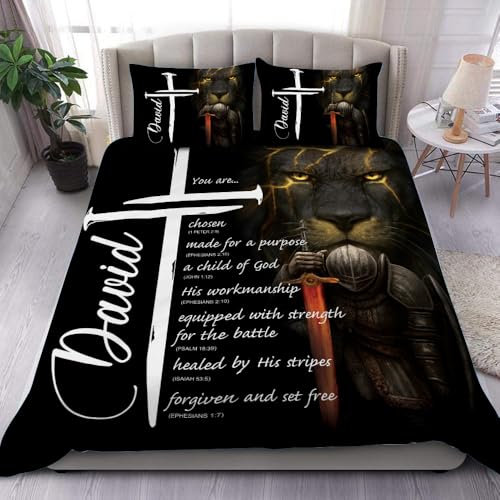 ONPRINTS Christian Bedding Set – Inspirational Bible Verse Comforter – Religious Bedding for Women, Faith Gift for Mom, Daughter, Sister, Birthday & Religious Gifts (Christian Knight Templar)