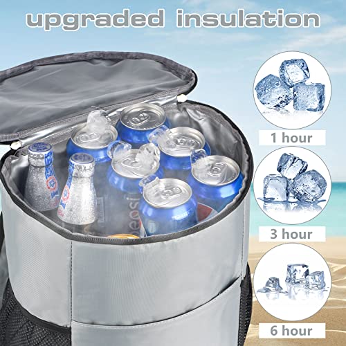 Wolka Insulated Cooler Backpack Outdoor - Leak Proof Backpack Cooler 30 Cans, Waterproof Lightweight Cooler Bag For 12H Hot/Cold Retention - Portable Soft Cooler For Travel, Camping, Beach -Gray #TOP3