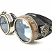Steampunk Victorian Style Goggles with Compass Design, Neon Blue Lenses & Ocular Loupe