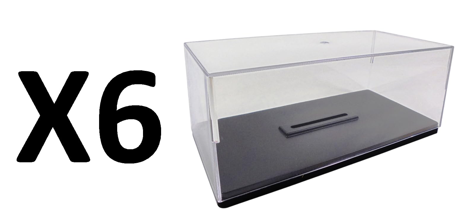 OPO 10 Set mit 6 Boxen mit transparentem Deckel + Sockel für 1/24 Sammler-Miniaturautos - Vitrine aus Acrylglas