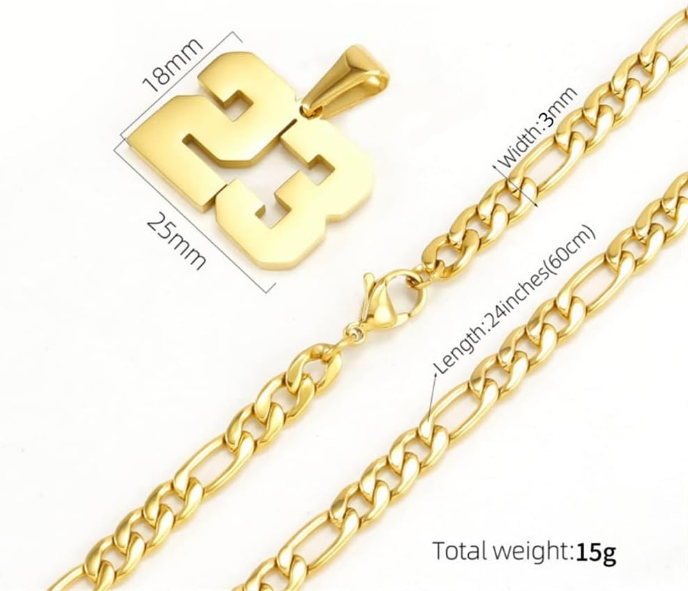 PAURO Unisex's Stainless Steel Simple Classic Personalized Number Athletes Number Pendant Sport Necklace - Image 3