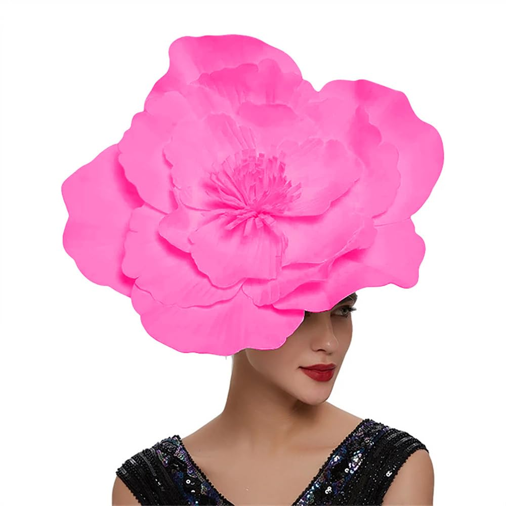 Brawlady Women's 5561Hotpink Flower Fascinator Hat With Headband And Clip, Bridal Wedding Tea Party Church Headwear For