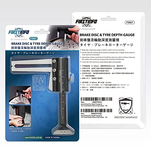 Firstinfo F3927 Manual Auto Brake Disc Depth Gauge Ruller And Tire Tread Depth Gauge 0-60Mm Metric Measuring Caliper #TOP6