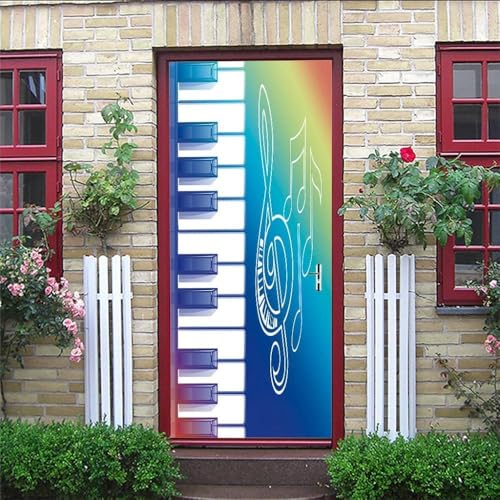 Door Stickers Peel and Stick Music Art Decals Door Murals