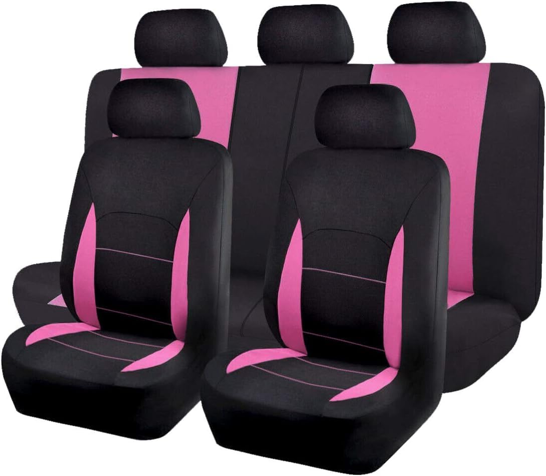 Car Seat Cover Sets for NIssan Juke 2010 2011 2012 2013 2014 2015 2016 2017 2018 2019, 5 Seats Full Surround Seat Protector Comfortable and Breathable Interior Accessories,C-Pink