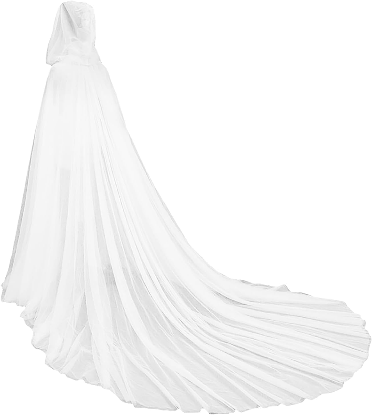 Women Tulle Hooded Cloak Wedding Bridal Dress Robe Vampire Witch Elf Full Length Cape with Hood