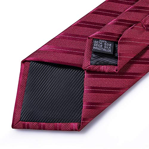 Image of DiBanGu Mens Striped Tie Silk Woven Necktie and Pocket Square Cufflinks Tie Clip Set Wedding Business Formal Gift Tie for Men