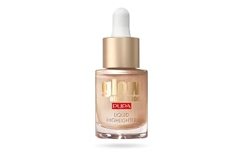 PUPA Milano Glow Obsession Liquid Face Highlighter - Stunning Glowing-From-Within Look - Luminous Baked Powder - Lightweight All-Over Powder, Highlight, Blush, And Bronzer - 002 Moon Light - 0.45 OZ